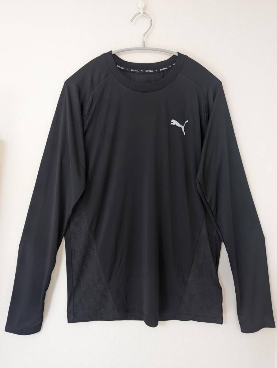 【新品】タグつき！ 送料無料 ☆PUMA　プーマ　DRY CELL　長袖メッシュTシャツ　メンズ　サイズL　ブラック　黒　吸水速乾　ロゴつき☆_画像1