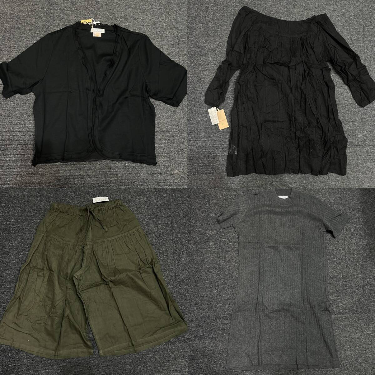 【K5004】 訳有り未使用 現状渡し 3Lサイズ レディース服 おまとめ 30着セット ブラック 大きめ ワンピース トップス スカート 長期保管品_画像9