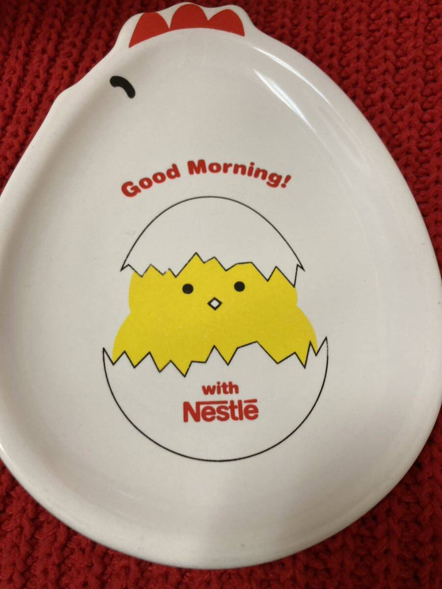 YK-5559 #120 保管品 Nestle ネスレ with Nestle 卵型 お皿 小皿 食器 ニワトリ ヒヨコ #コーヒー レトロ プレート good morning 13×17.5_画像2