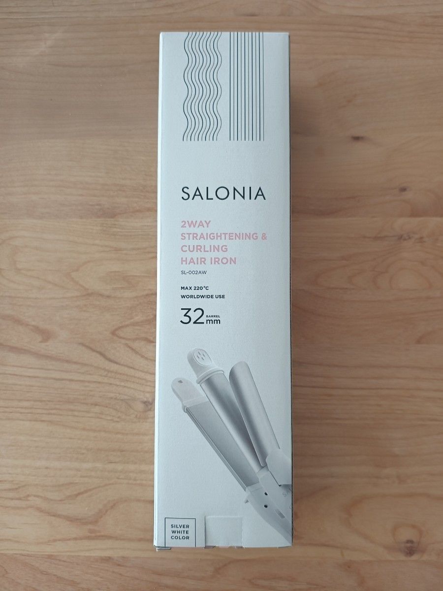 SALONIA 2WAY ストレート＆カールヘアアイロン 32mm（ホワイト）