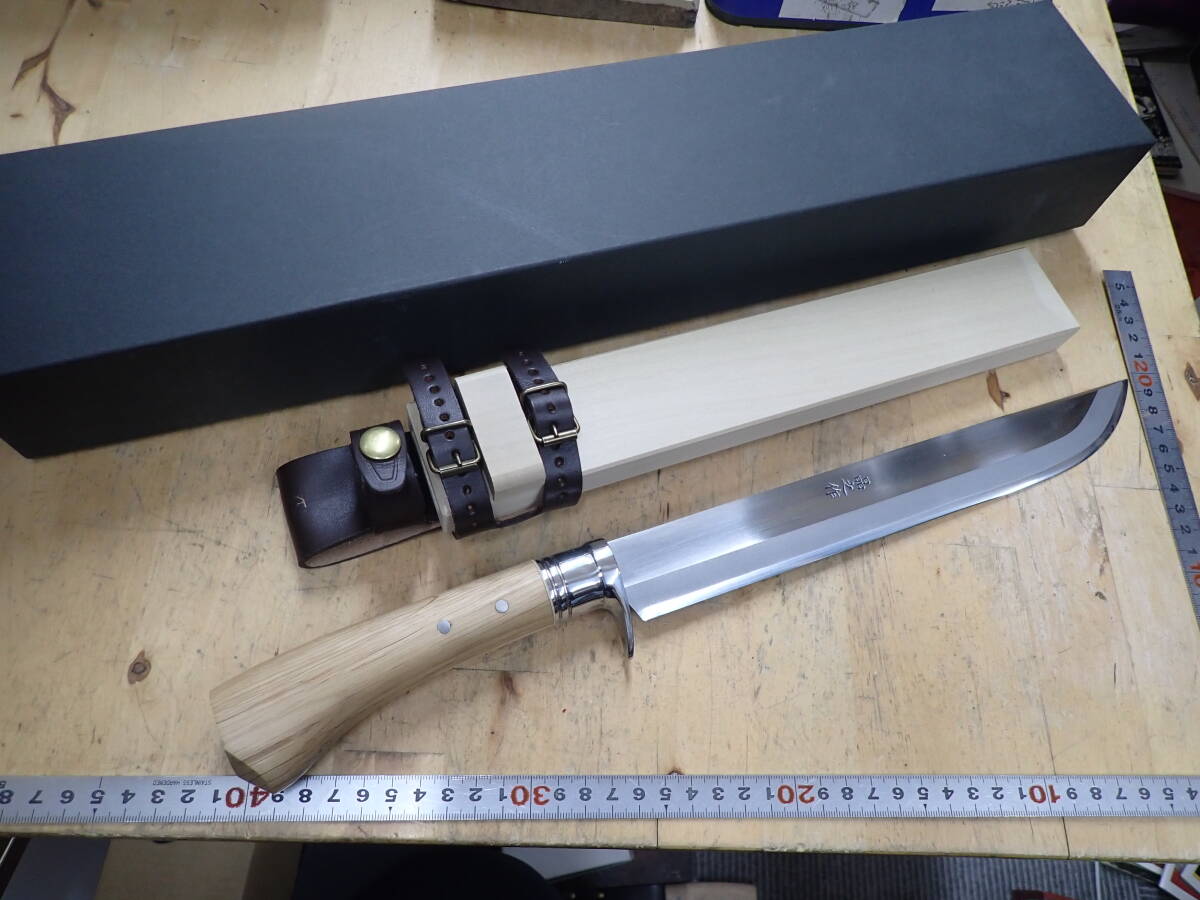 『I19C』晶之 作 剣鉈 木製柄 木製鞘 剣鉈 和式ナイフ トヨクニ 豊国 全長約425mmの画像1