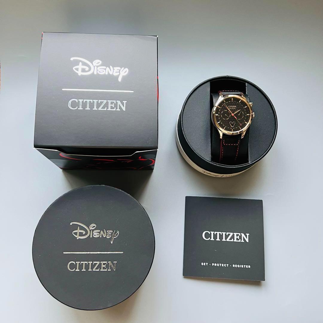 CITIZEN シチズン 腕時計 エコドライブ 電池交換不要 ミッキー ブラック メンズ レザー 黒 海外限定 ディズニー 展示品 未使用品 ゴールドの画像10