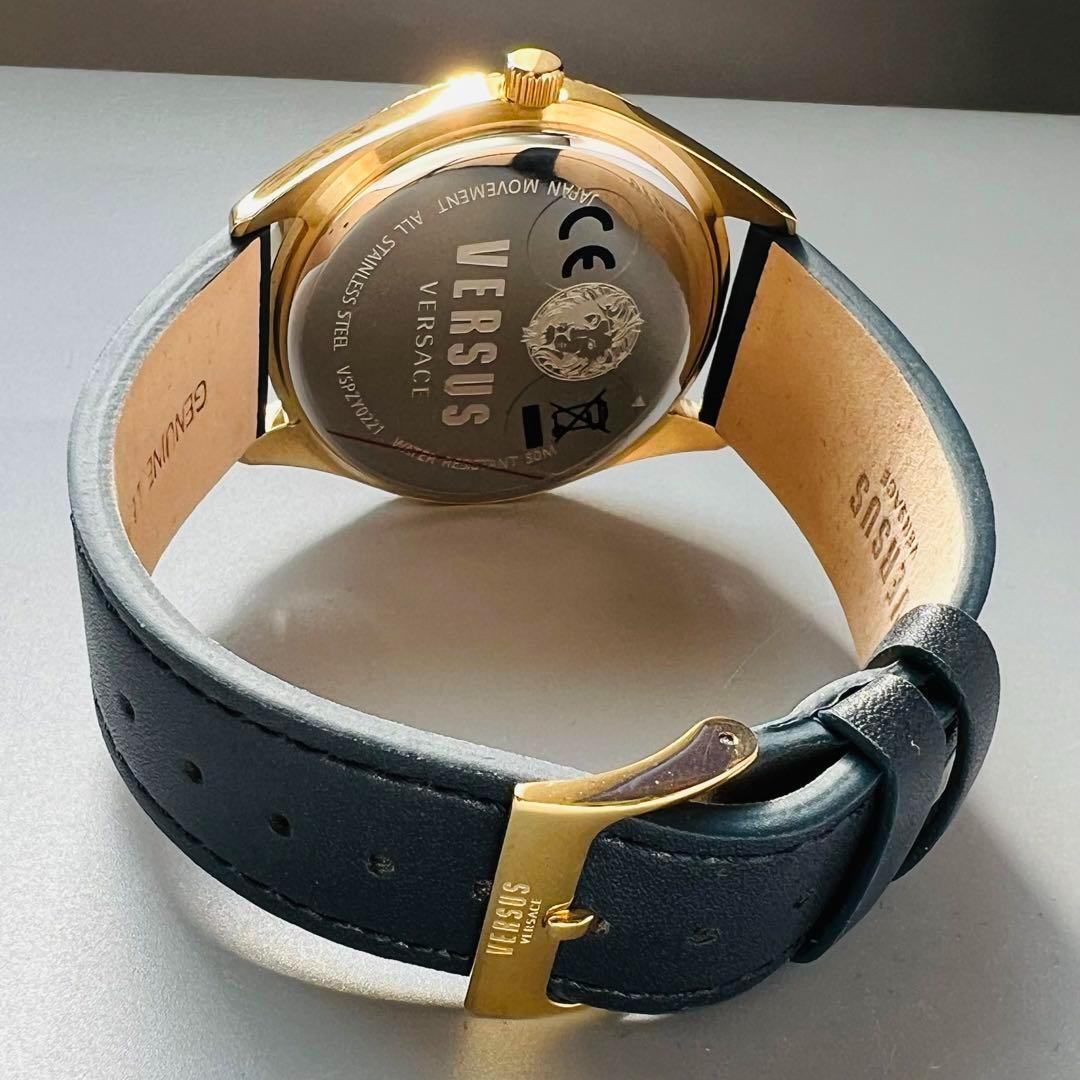 ヴェルサス ヴェルサーチ 腕時計 新品 メンズ ゴールド クォーツ 電池式 ブルー系 ベルサーチ クロノグラフ ケース付属 レザーバンド 金
