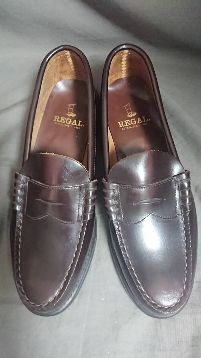 【使用少】リーガル 25㎝EE 2177 コインローファー ブラウン ビジネス 冠婚葬祭 高級本格靴【REGAL】の画像1