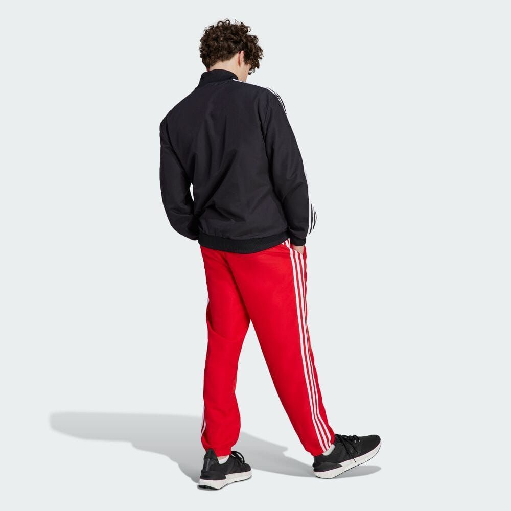 ★アディダス ADIDAS 新品 メンズ スリーストライプス ウーブントラック スーツ 上下セット 黒赤 XLサイズ[SETIJ6060-XL] 五 参★QWER_画像4