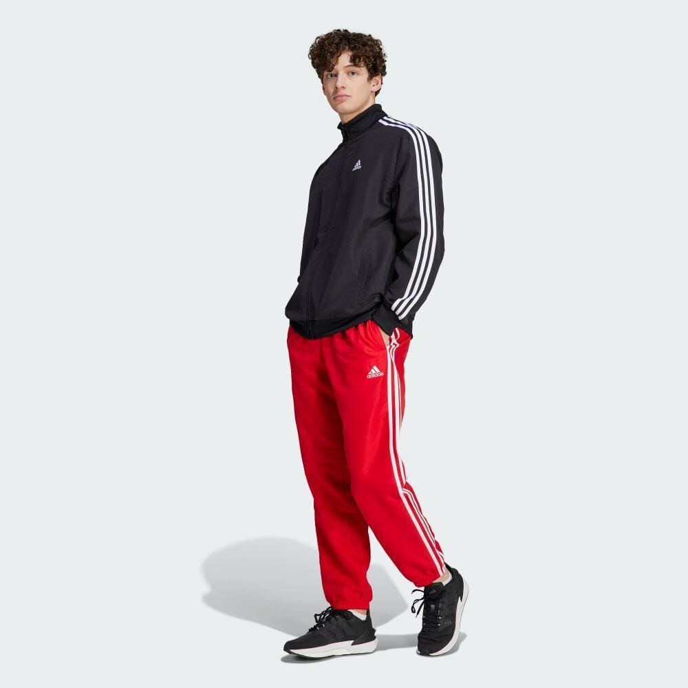 ★アディダス ADIDAS 新品 メンズ スリーストライプス ウーブントラック スーツ 上下セット 黒赤 XLサイズ[SETIJ6060-XL] 五 参★QWER_画像3