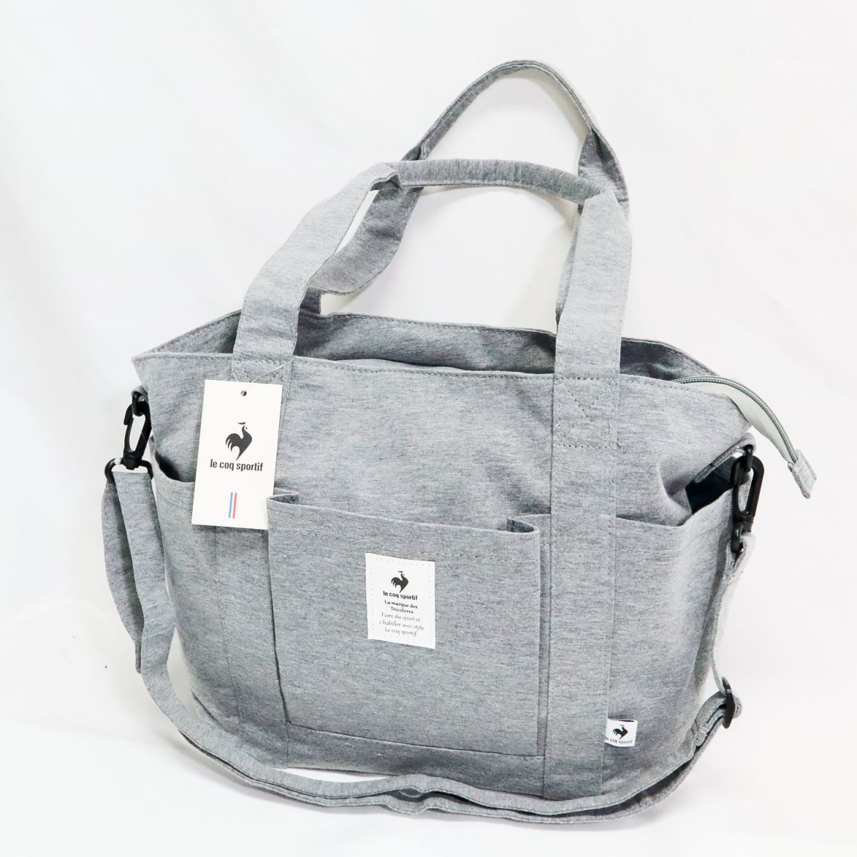 ★ルコック le coq sportif 新品 便利 ポケットいっぱい シンプル ショルダー トートバッグ BAG 鞄 バッグ 灰 [36237-030]一 六★QWER★_画像2