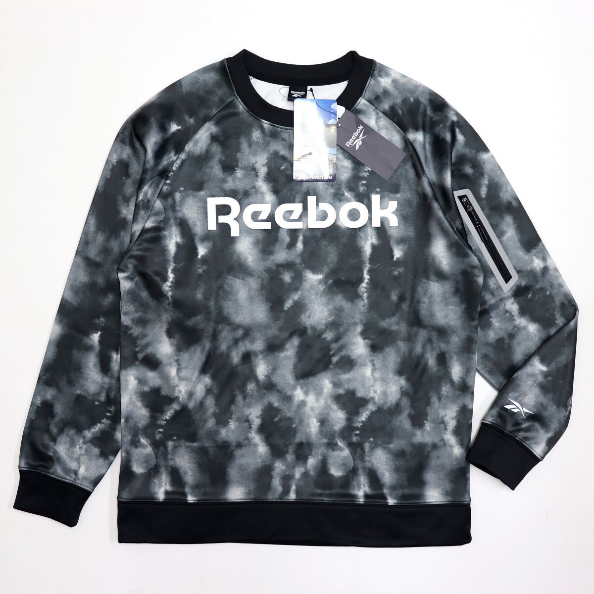 ★リーボック REEBOK 新品 メンズ 裏起毛 暖かい 機能性抜群 トレーナー ジャケット ポケット付 黒 迷彩 M[X6360RR-N9-M]二 壱★QWER_画像2