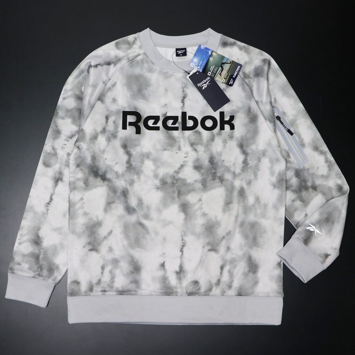 ★リーボック REEBOK 新品 メンズ 裏起毛 暖かい 機能性抜群 トレーナー ジャケット ポケット付 灰 迷彩 L[X6360RR-N3-L]二 弐★QWER_画像1