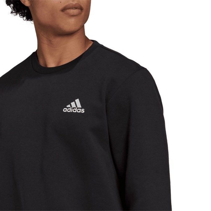 ★アディダス ADIDAS 新品 メンズ 暖かい 裏フリース シンプル カジュアル 長袖 スウェット トレーナー 黒 L[GV5295-L] 二 弐★QWER★_画像4