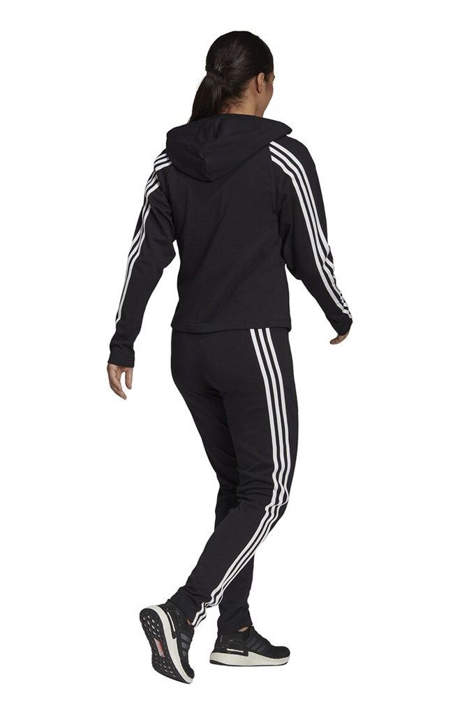 ★アディダス ADIDAS 新品 レディース 人気ライン 裏毛 トラックスーツ パーカー ジャケット 上下セット 黒 [SETH67030-L] 五 弐★QWER★_画像3