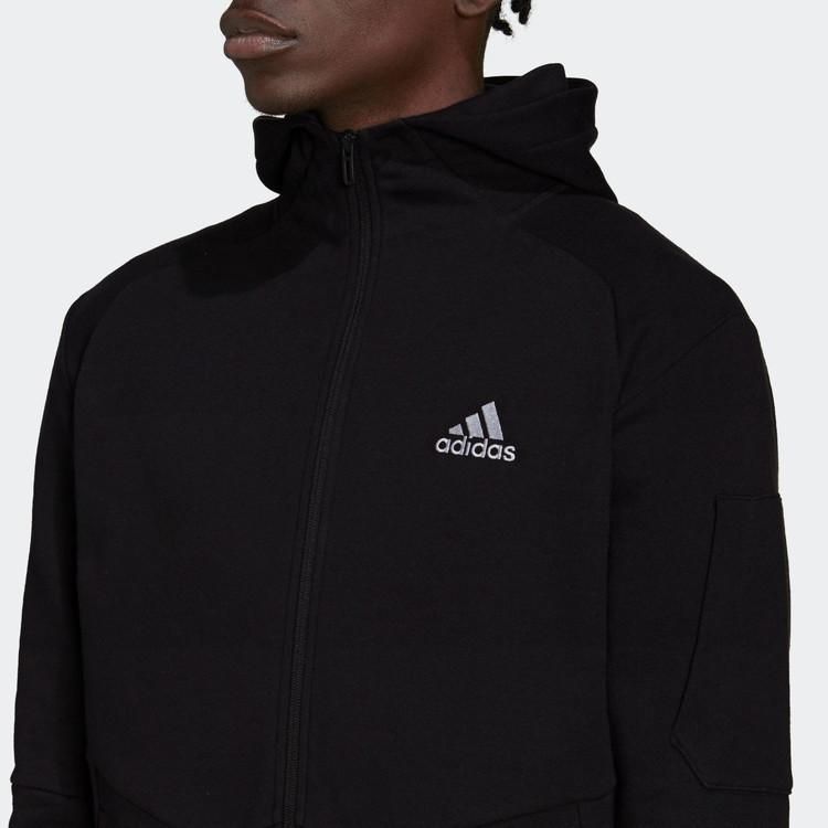 ★アディダス ADIDAS 新品 メンズ ESSENTIALS4GAMEDAY スウェット フルジップパーカー ジャケット 黒 Mサイズ[HE1811-M] 二 壱★QWER_画像3