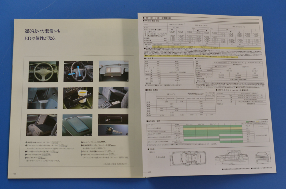 [TA15-14] Toyota Carina ED ST183 TOYOTA CARINA ED 1993 year 2 month with price list . catalog 