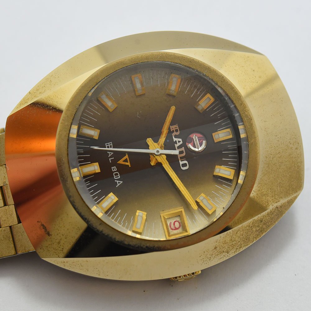 1円 可動品 腕時計 ラドー RADO バルボア V 機械式 自動巻 メンズ ブラウン系 同梱不可の画像5
