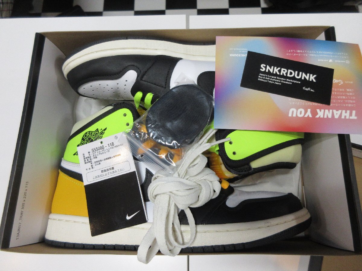 〇1000円～美品 ナイキ NIKE AIR JORDAN 1 RETRO HIGH OG VOLT GOLD エアジョーダン1 ボルト ゴールド 555088-118 スニーカー 27㎝_画像8