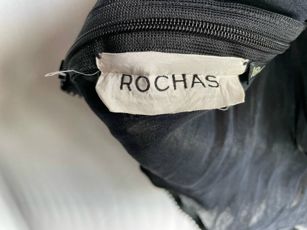 ROCHAS ドレス トップス 38 黒 ブラック ロシャス キャミソール シルク レース_画像8