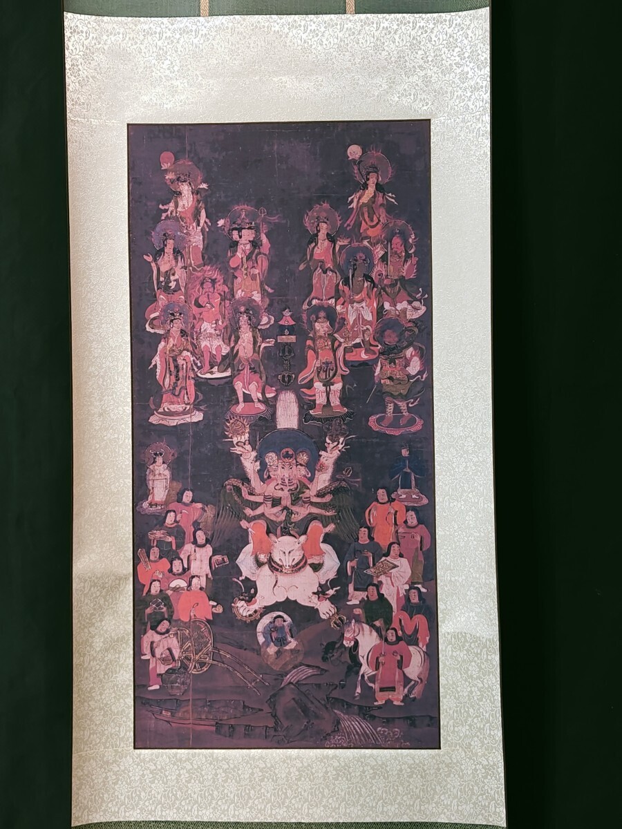 【荼枳尼天】 白狐 ダキニテン 眷属 神像画 鎌倉時代 複製 印刷 掛軸 絹装／仏画 仏像 仏教美術 名画 古画 掛け軸 の画像2