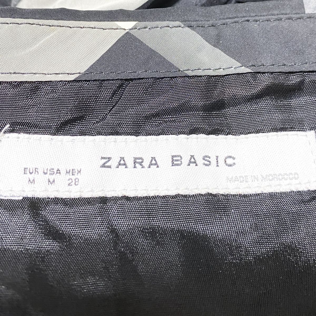 1円 ドレス ZARA BASIC ミニドレス M USサイズ クリーム黒系柄 カラードレス キャバドレ 発表会 イベント　中古２４６４_画像7