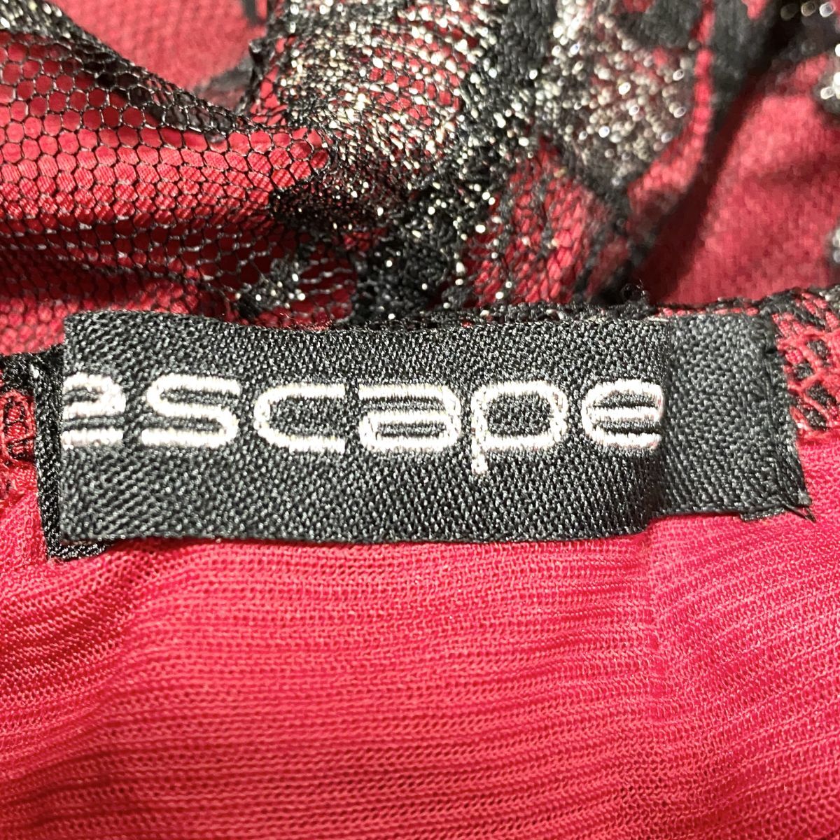 1円 ドレス escape ホルターネックドレス 赤黒 カラードレス キャバドレ 発表会 イベント　中古２５７８_画像9