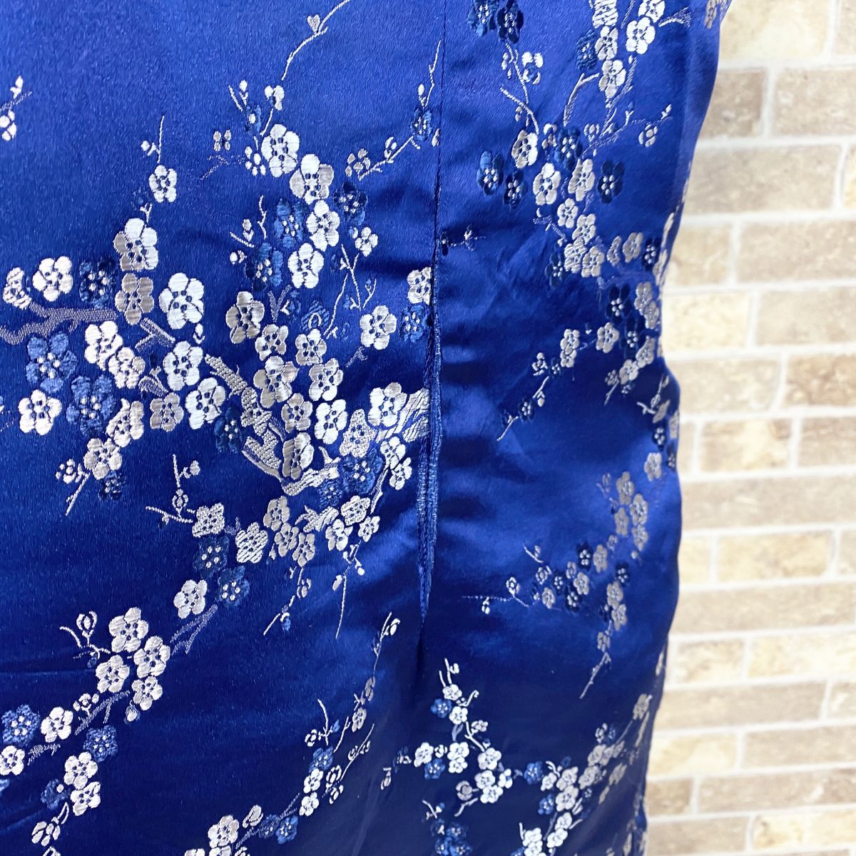 1円 チャイナドレス LAOGUDAI ワンピース 4XL 大きなサイズ 青柄 カラードレス キャバドレ 発表会 フォーマル 中古２７４６の画像9