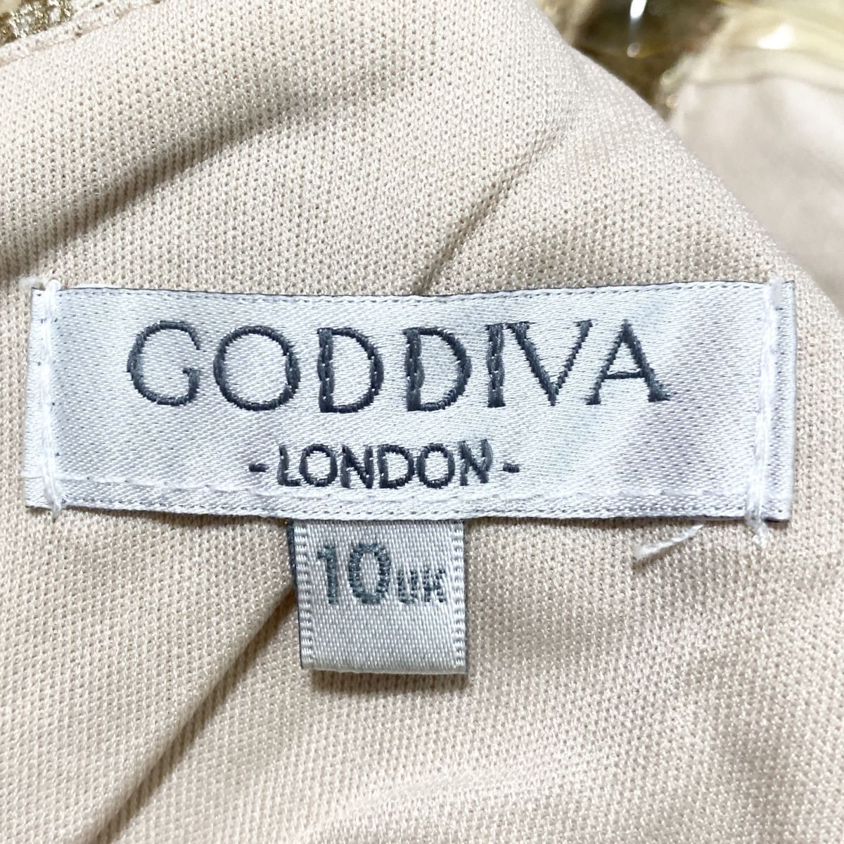 1円 ドレス GOD DIVA LONDON ワンピース 10 UKサイズ ベージュ柄 カラードレス キャバドレ 発表会 イベント　中古２９２０_画像9