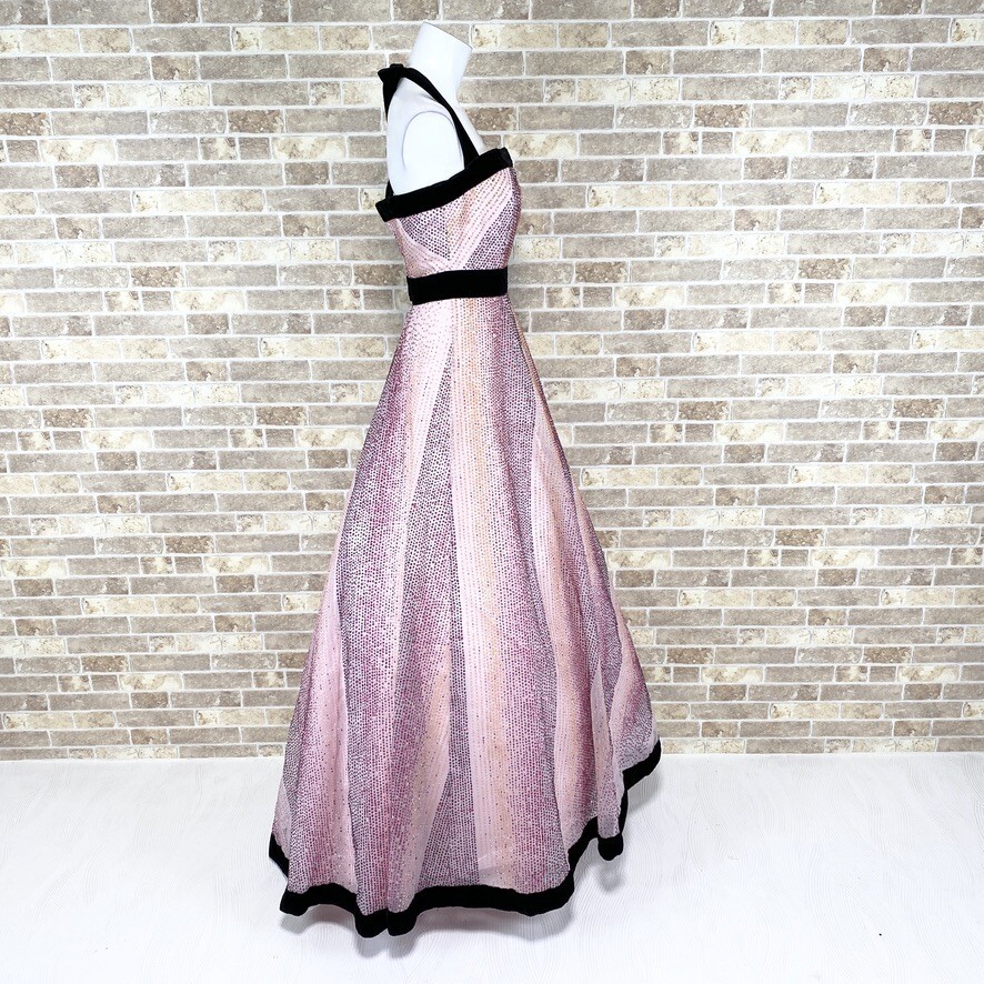 カラードレス MICHEL KLEIN 9T ピンク系装飾 ボリュームスカート ウエディング 舞台衣装 お色直し イベント 　中古２９２１_画像3