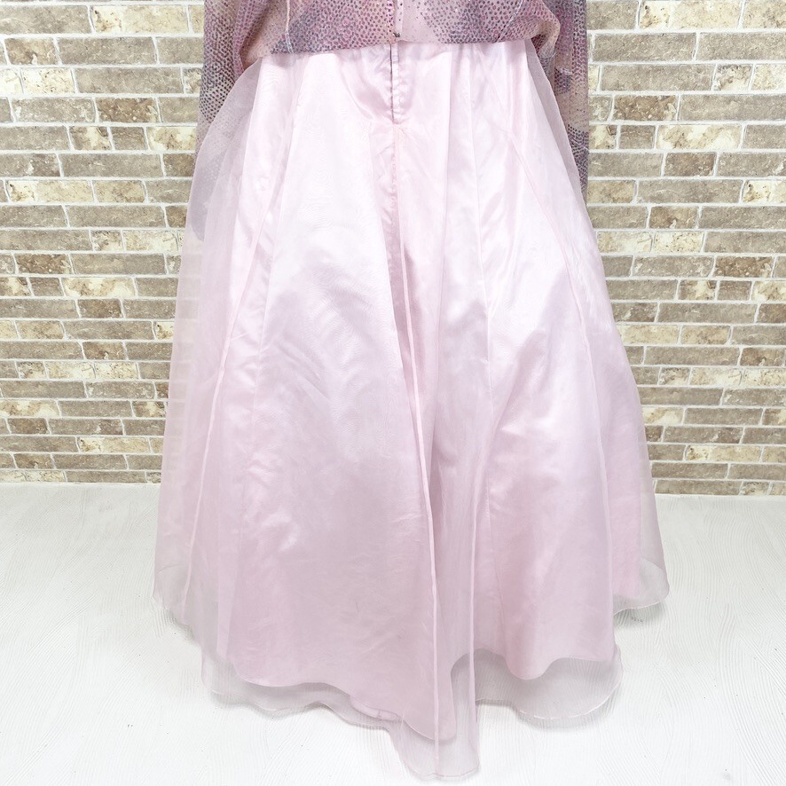 カラードレス MICHEL KLEIN 9T ピンク系装飾 ボリュームスカート ウエディング 舞台衣装 お色直し イベント 　中古２９２１_画像9