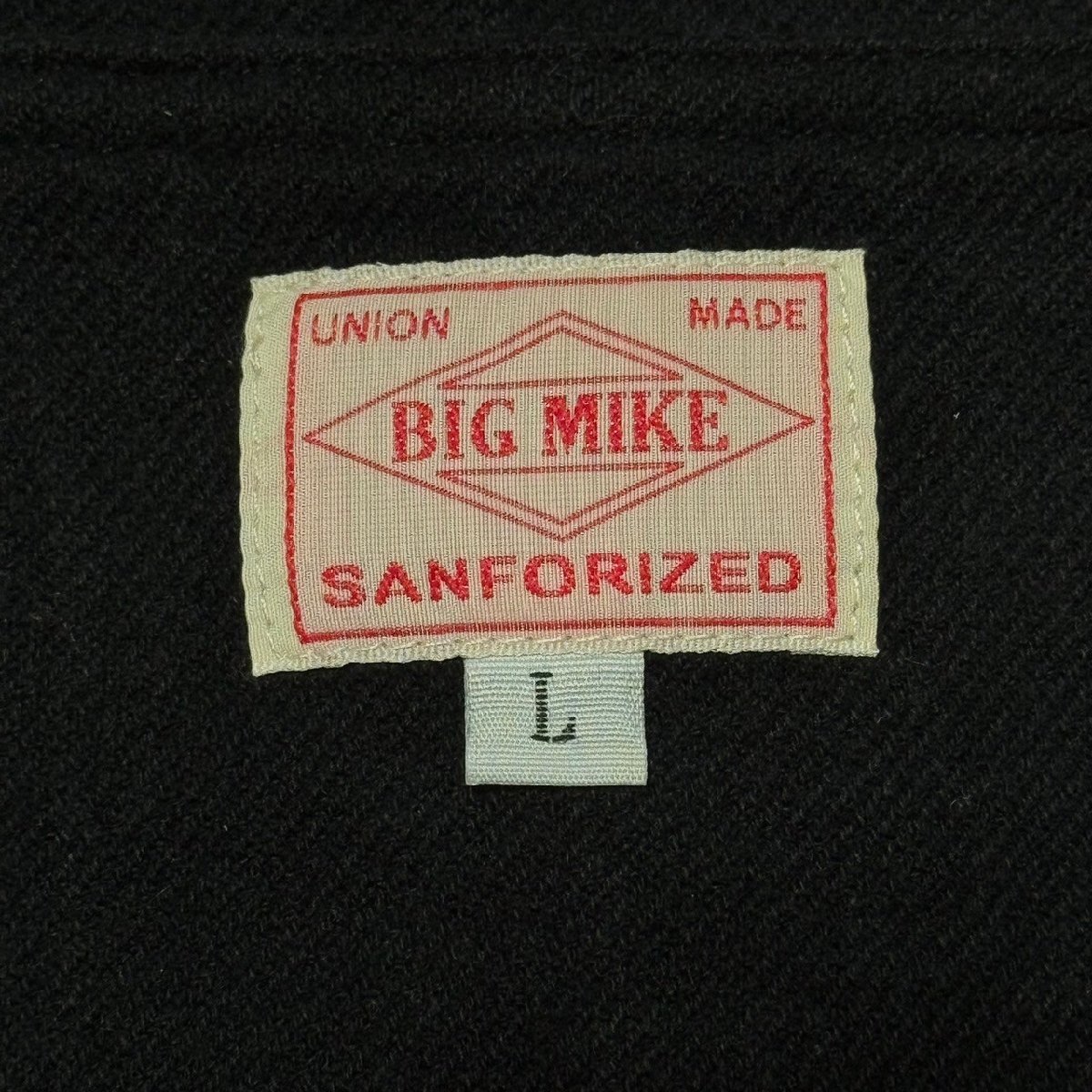 (^w^)b BIG MIKE ビッグマイク ノーカラー スウェット ヘビー フランネル カーディガン ボタン ポケット SANFORIZED シンプル 黒 L 8259EEの画像8