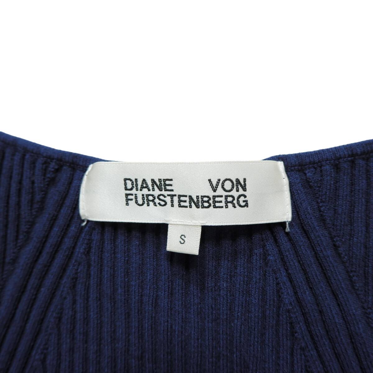 ◆美品◆ DIANE VON FURSTENBERG ダイアンフォンファステンバーグ リブ ニット ノースリーブ ロング ワンピース 紺 レディース S　0524C0