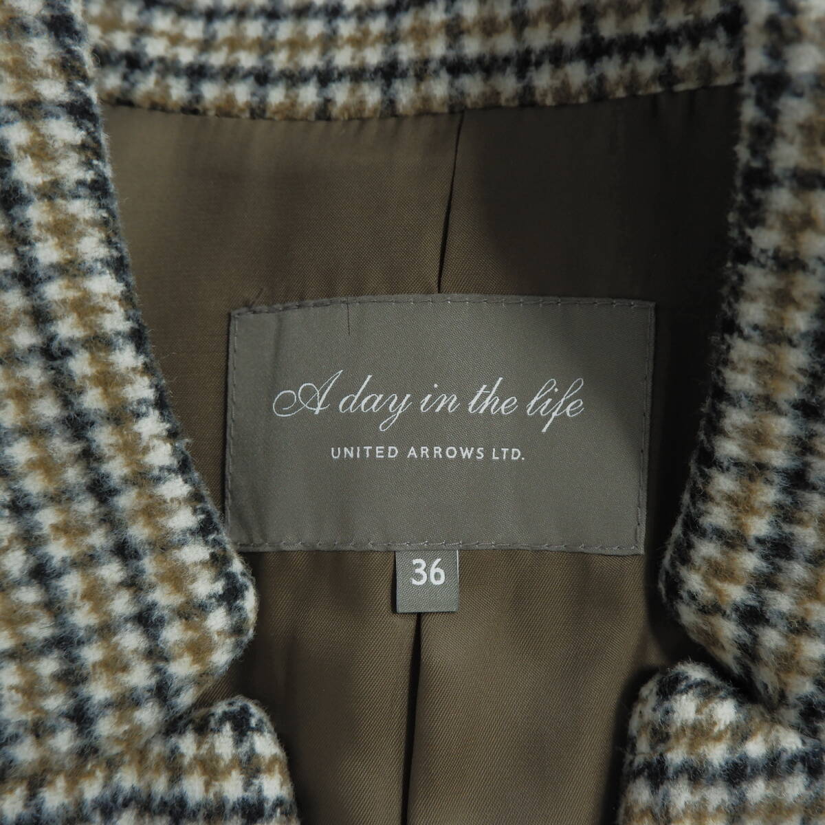 ◆美品 送料無料◆ UNITED ARROWS A day in the life ユナイテッドアローズ ウール混 チェック ロング コート レディース 1014C0の画像7