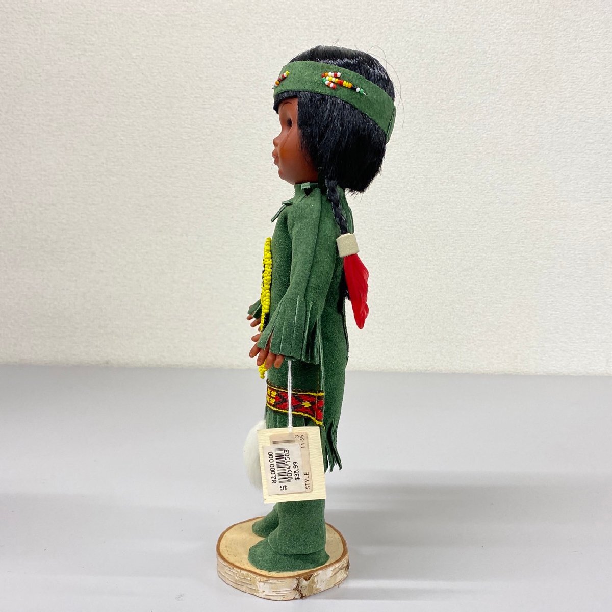 □民芸品・インテリア雑貨・人形　カナダ製「INDIAN DOLL」　全高約30cm　タグ付　/USED　δ□_画像2