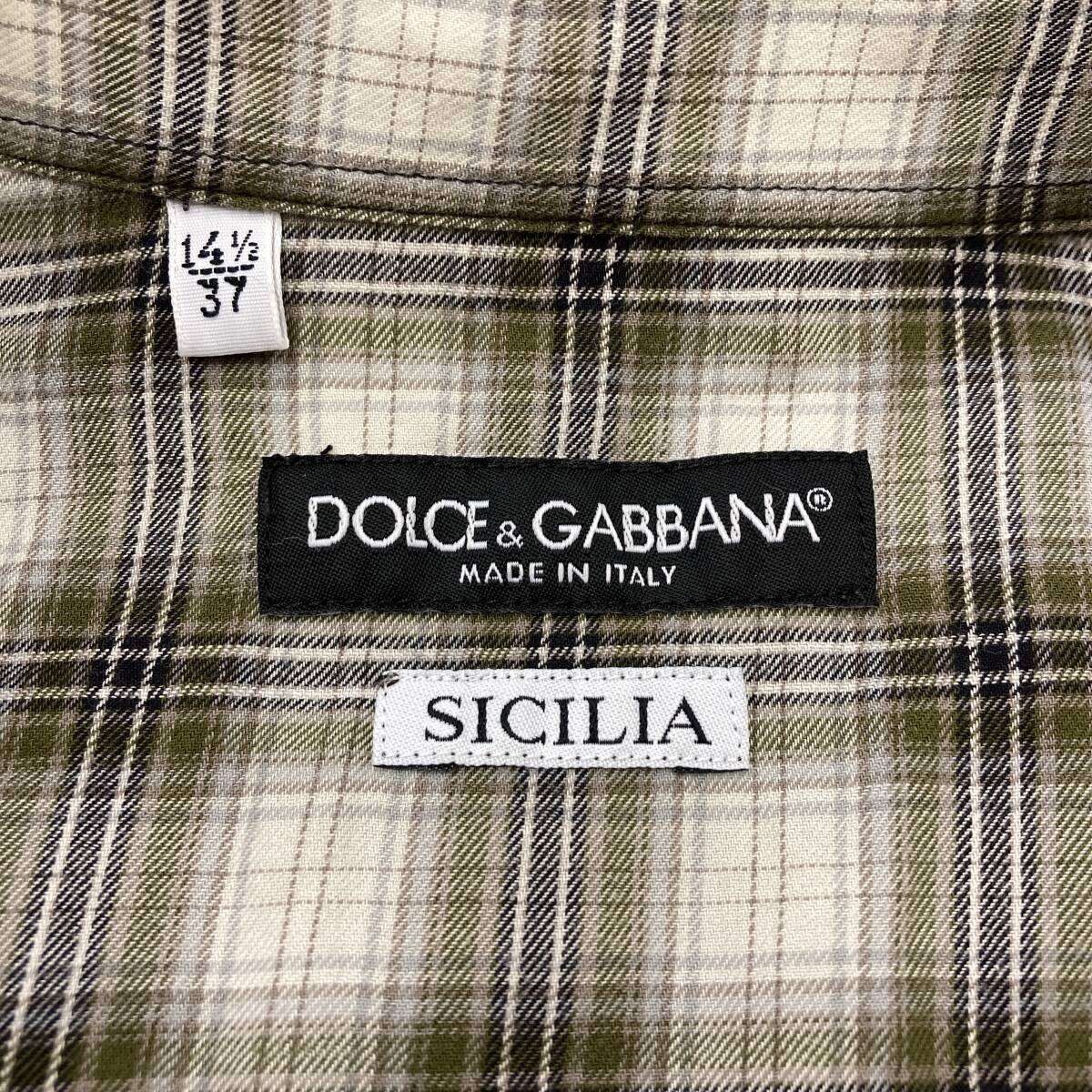 DOLCE&GABBANA SICILIA Italy made check Western long sleeve shirt men's 37 size Dolce & Gabbana Dolce&Gabbana D&G 4010118