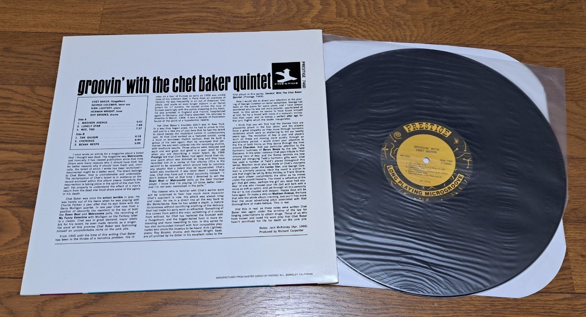 US盤 LP Chet Baker チェット・ベイカー groovin ' 200g 重量盤 視聴確認済み 良品の画像2