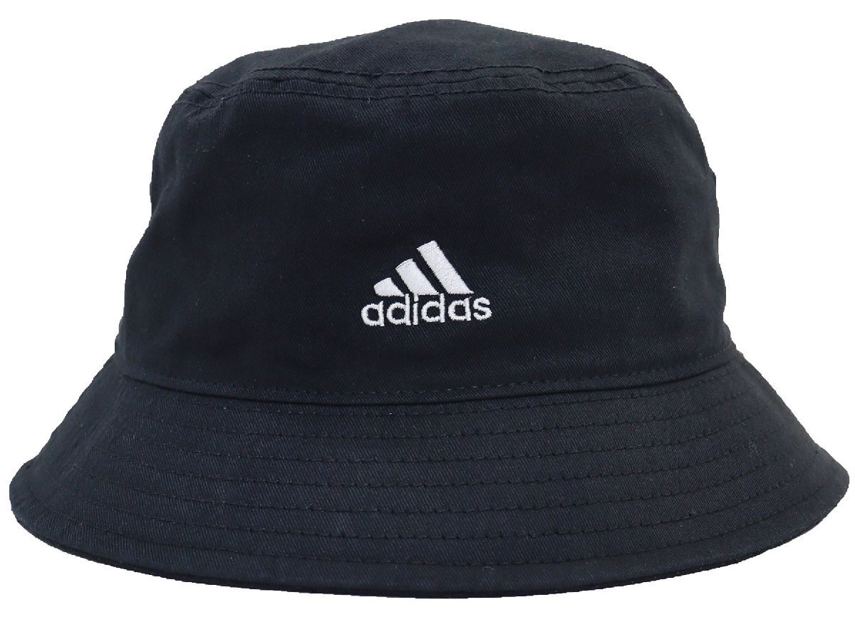 アディダス バケットハット オーガニックコットン adidas 吸湿速乾 Mサイズ約58cm★ブラック新品【メール便発送（全国一律 220円 税込）】_画像1