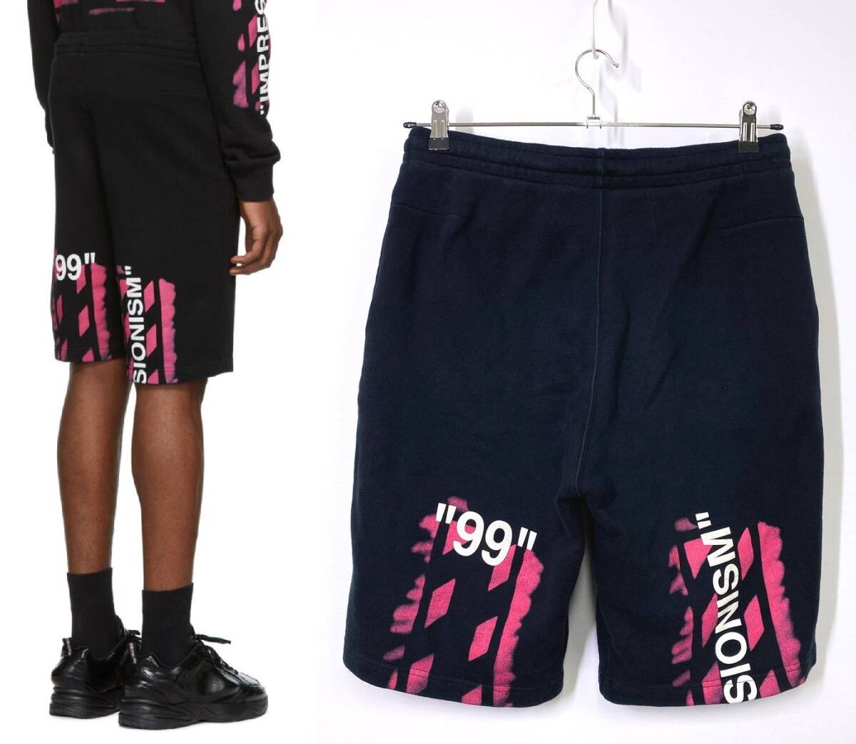 OFF-WHITE オフホワイト DIAG STENCIL SWEATSHORTS スウェットハーフパンツ M ブラック 黒 ショーツ ショートパンツ