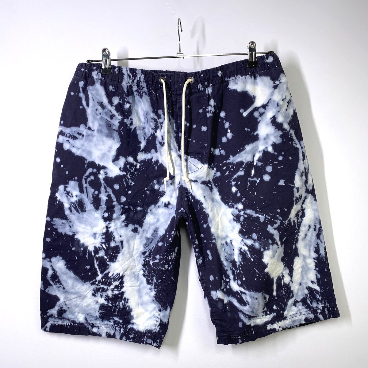 【22SS 美品】MOUNTAIN RESEARCH マウンテンリサーチ BLEACH SHORTS ブリーチ加工 イージーショーツ L 紺 ハーフパンツ ショートパンツ