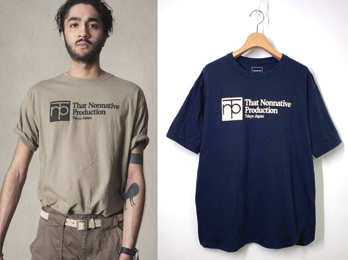 nonnative ノンネイティブ UNIVERSITY TEE 半袖Tシャツ 1 ネイビー 紺 NN-T3708_画像1