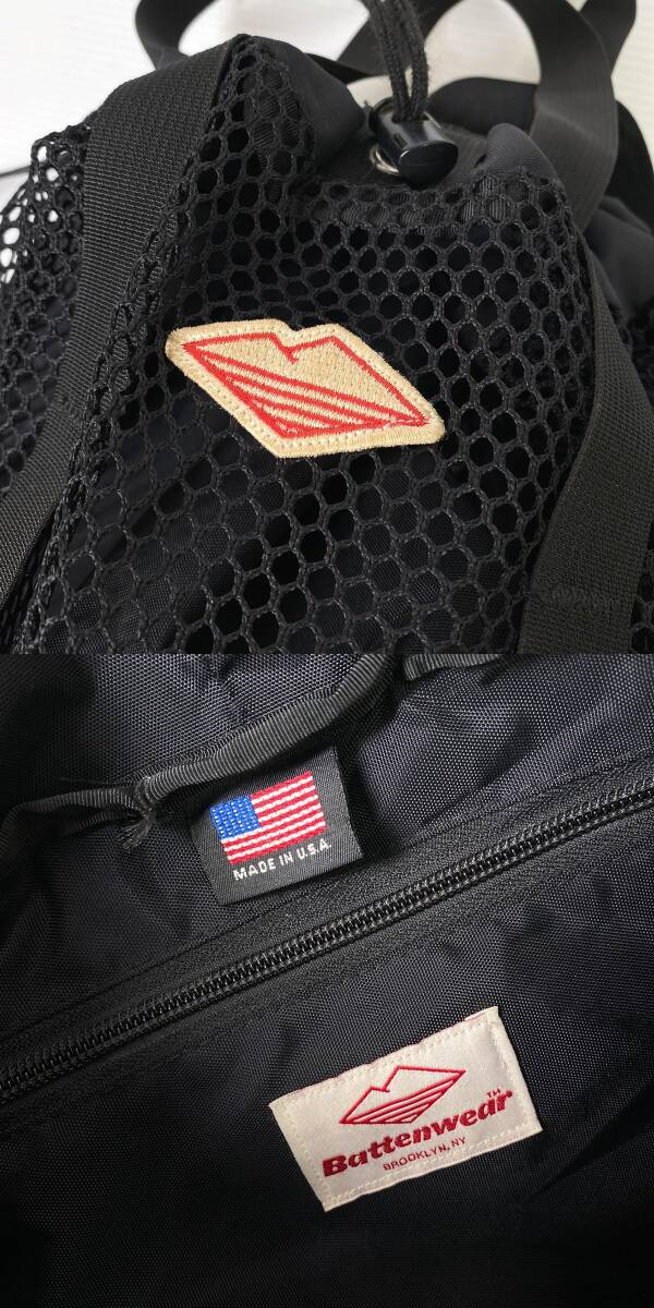 BATTENWEAR バテンウェア バックパック メッシュ ブラック 黒 リュック バッグ 巾着 USA製 アメリカ製 米国製_画像6
