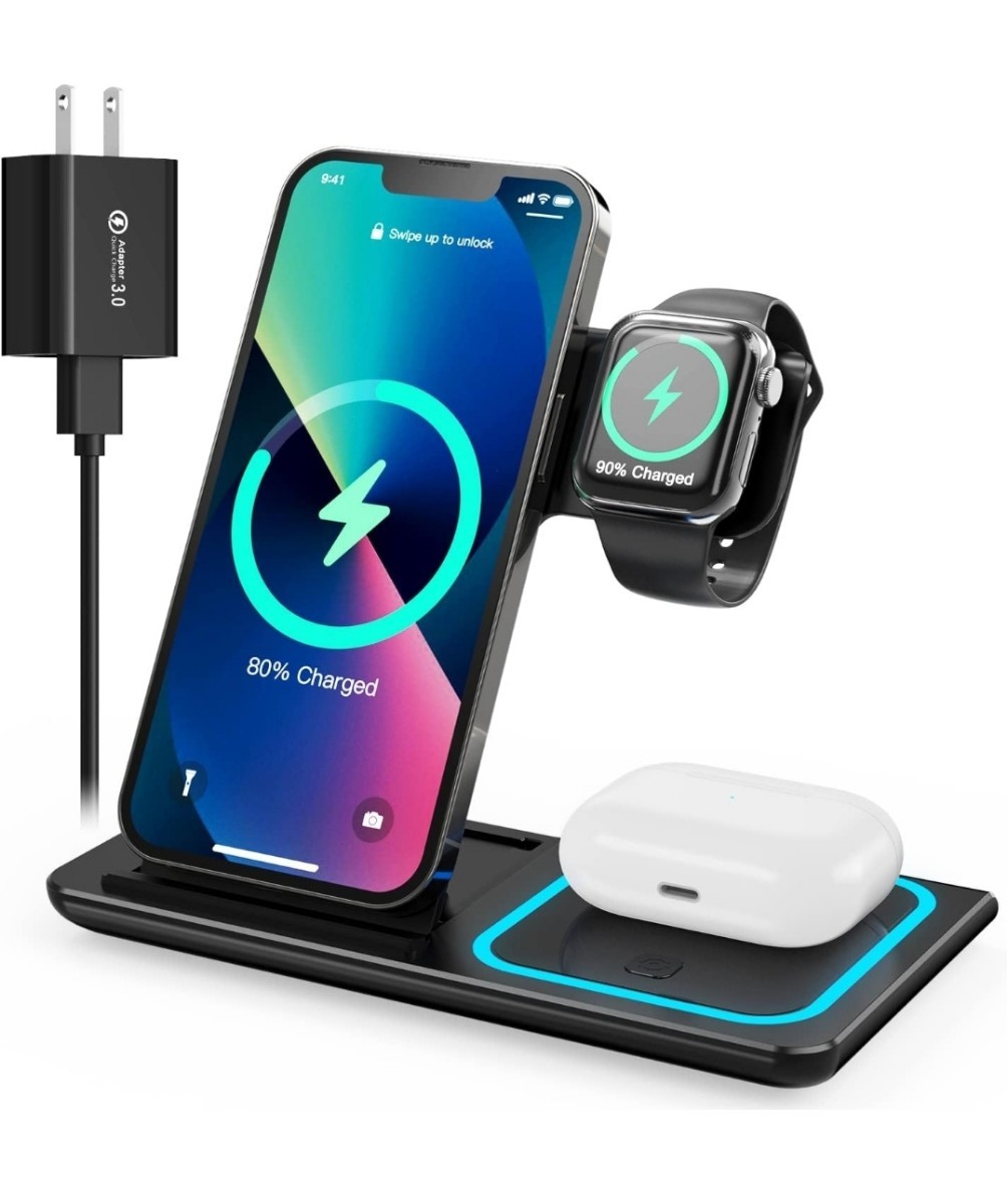 HOUOA Wireless Charger, 3-in-1, Fast Charging, 15W/10W/7.5W, Compatible with iPhone/Apple Watch/Airpods at the same time, Compatibの画像1