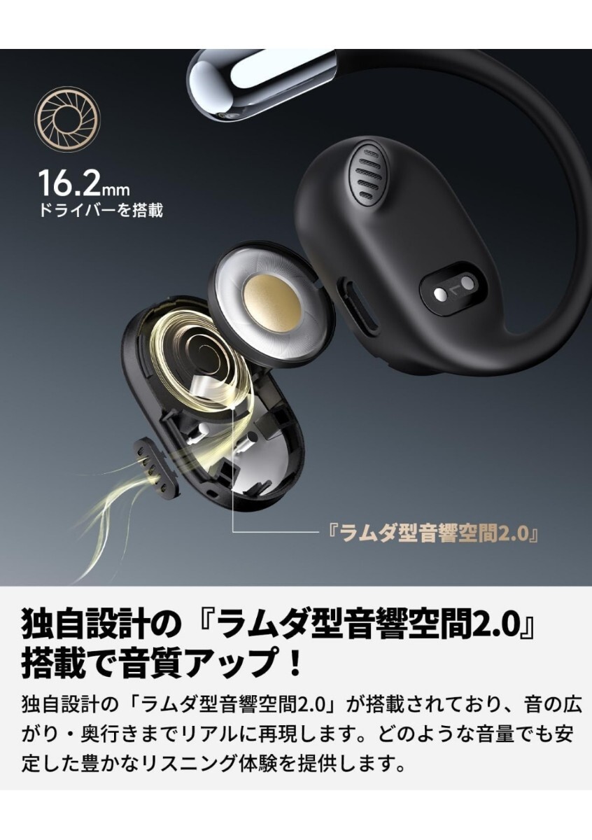 A1【VGP 2024 金賞】 SOUNDPEATS GoFree2 耳掛け式 イヤホン ハイレゾ/LDAC対応/Bluetooth5.3 オープンイヤー型 サウンドビーツの画像3