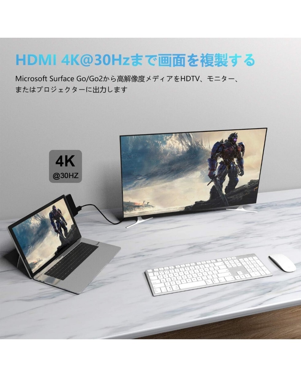 Microsoft Surface Go専用 USBハブ Surface Go 3/Surface Go 2対応 HDMIポート+USB 3.0ポート+3.5mmヘッドフォンジャック+USB2.0ポート