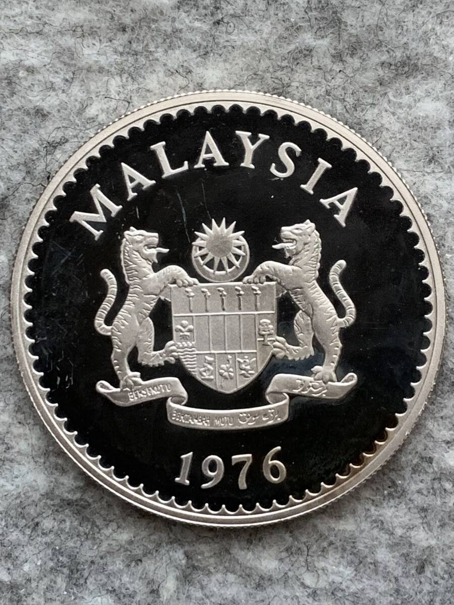 マレーシャ　1976年　ツノサイチョウ　25リンギット（プルーフ）銀貨/証明書・コインカプセル付_画像4