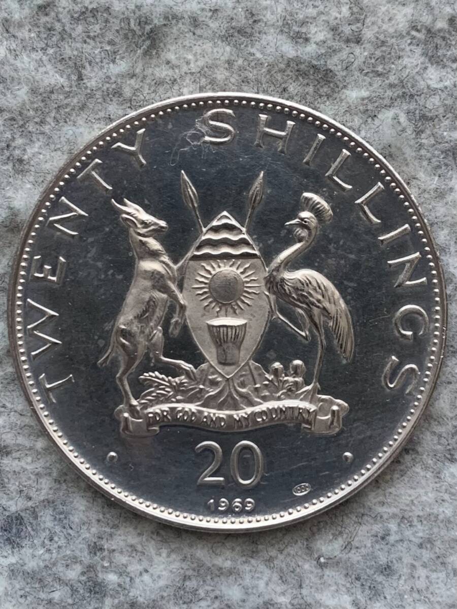 ウガンダ 1969年 パウロ6世来訪記念 20シリング 大型プルーフ銀貨（直径50mm）の画像5