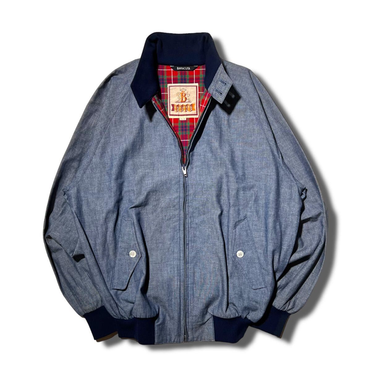 BARACUTA G-9 シャンブレー ハリントン ジャケット スウィングトップ 38 ブルゾン チェック スイングトップ バラクータ