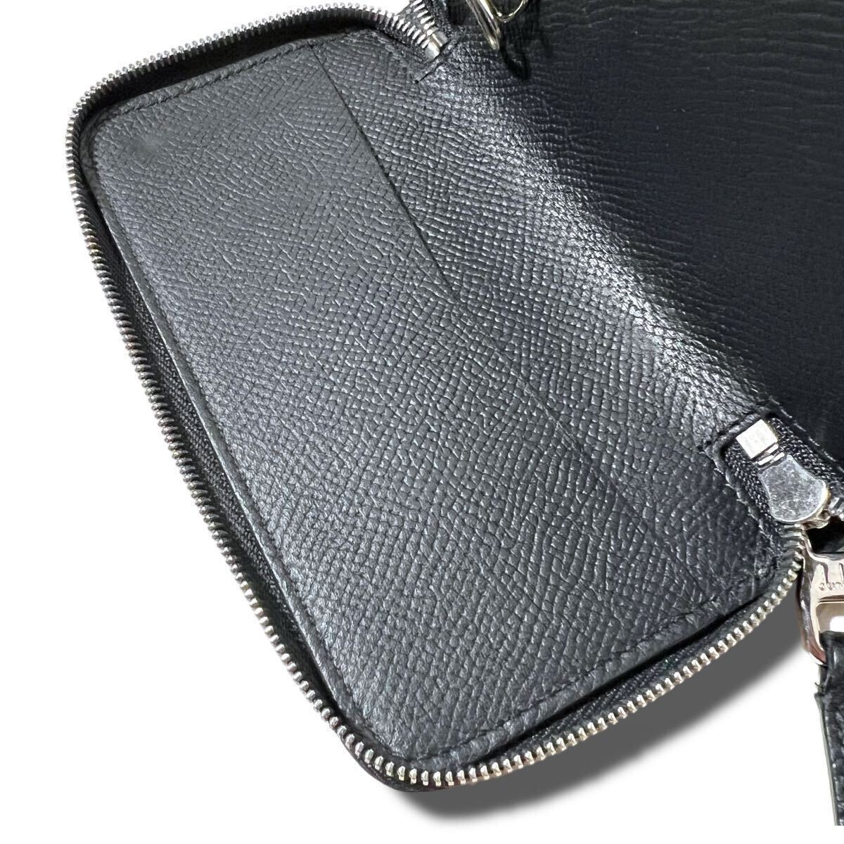  superior article dunhill AD Logo round Zip 6 ream key case leather black Dunhill 