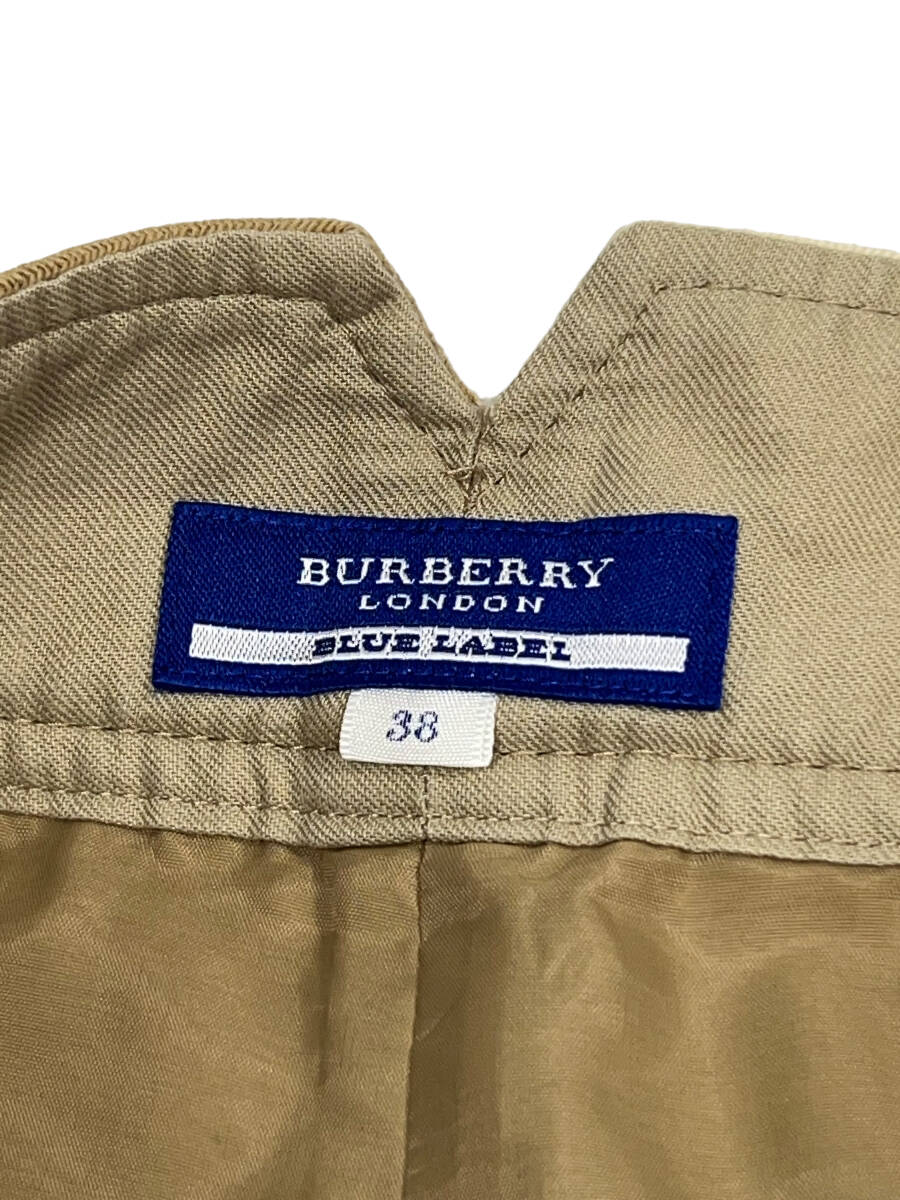 BURBERRY BLUE LABEL バーバリーブルーレーベル プリーツキュロットパンツ ウール チェック柄 38 ブラウン ピンク クリーム ベージュの画像6