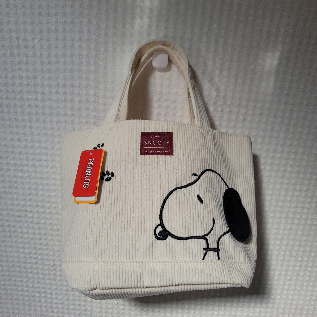 新品 タグ付き スヌーピー コーデュロイ ミニトートバッグ スヌーピー peanuts トートバッグ ピーナッツ ランチバッグ