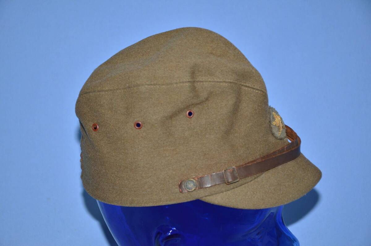 ☆銀河2 陸軍将校用略帽 褐緑絨 中期型 帽章欠 同一人金モール帽章付 RS- 13の画像6