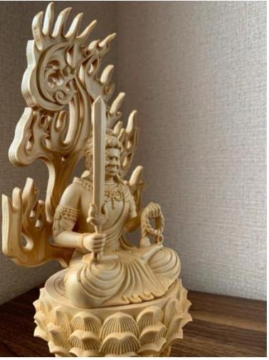最新作 檜木 木彫仏像 仏教美術 精密細工 不動明王像_画像4