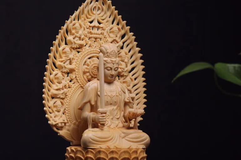  Buddhism fine art precise sculpture Buddhist image hand carving tree carving Buddhist image writing . bodhisattva seat image height approximately 28.5cm